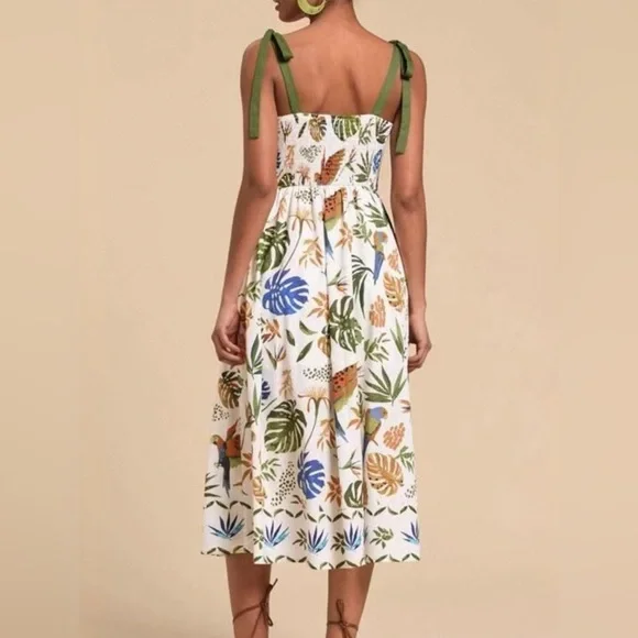 Tropical Print Sleeveless Dress